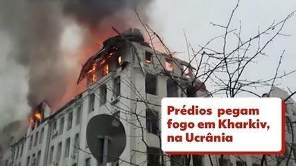 Incêndio em prédios em Kharkiv