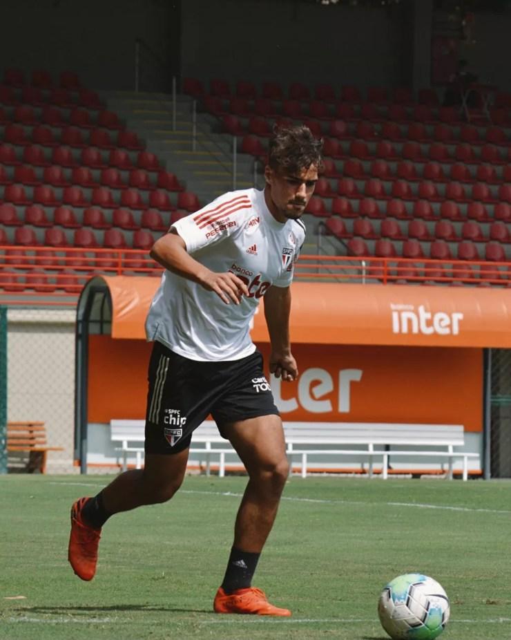 Igor Gomes no treino do São Paulo — Foto: Divulgação