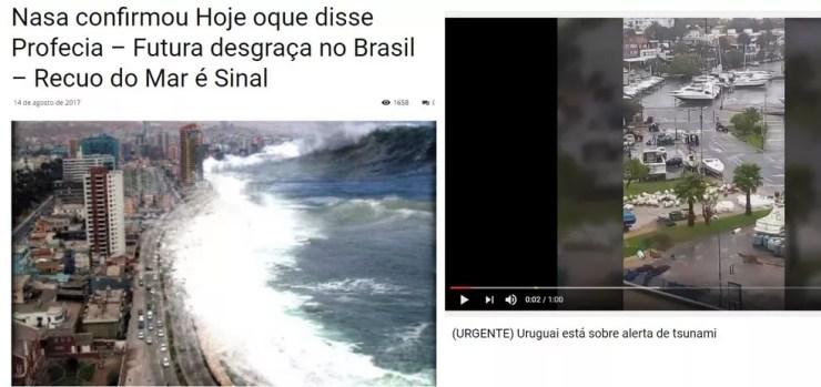 Notícias falsas dizem que Nasa e Uruguai fizeram alerta de tsunami no Brasil. Não é verdade (Foto: Reprodução)