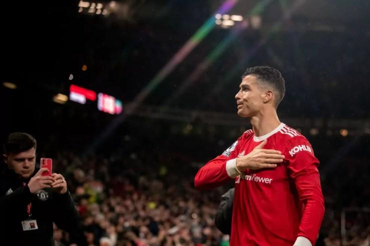 Cristiano Ronaldo brilhou em último jogo do Manchester United em casa na temporada — Foto: Getty Images