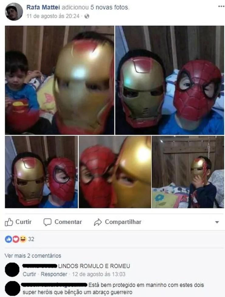 Uma das últimas postagens de Rafael tinha fotos dos filhos (Foto: Reprodução/Facebook)
