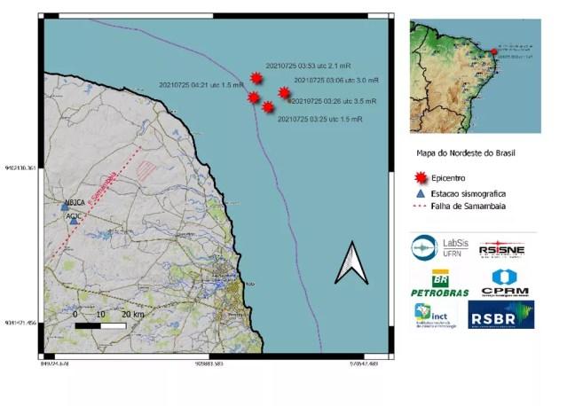 Terremoto foi registrado no litoral do Rio Grande do Norte — Foto: Divulgação/LabSis