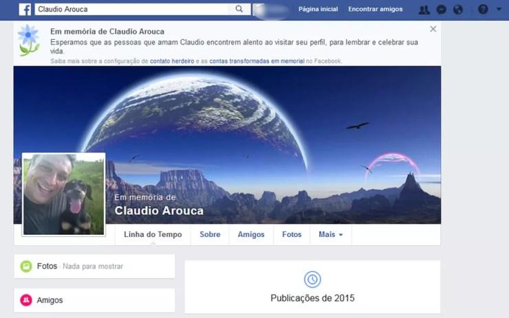 Página do Facebook em memória de Claudio Arouca (Foto: Reprodução/Facebook)