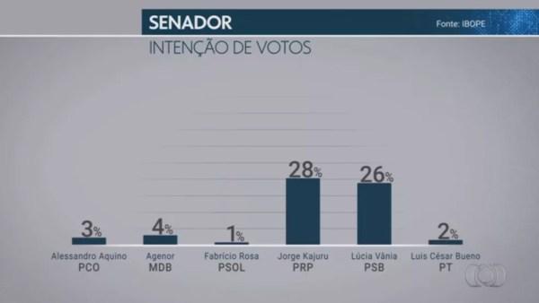 Pesquisa Ibope para senador em Goiás em 21/09 — Foto: Reprodução/TV Globo