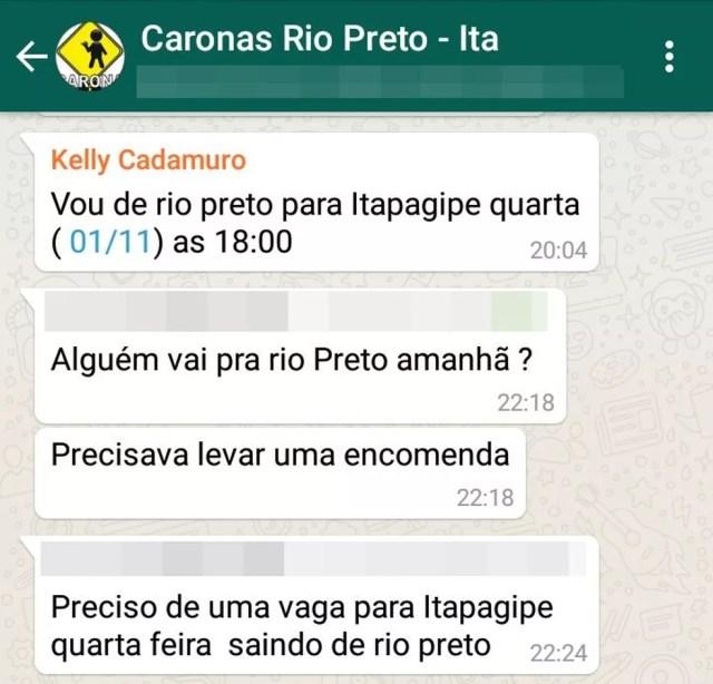 Kelly Cristina Cadamuro ofereceu carona em grupo de WhatsApp e foi encontrada morta (Foto: Reprodução/WhatsApp)