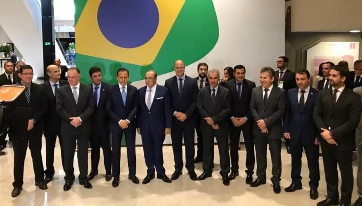 Governadores eleitos durante fórum em Brasília nesta quarta-feira (14) — Foto: Alexandro Martello/G1