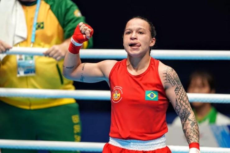 Bia Ferreira, do boxe, nos Jogos Mundiais Militares — Foto: Rodolfo Vilela / Ministério da Cidadania