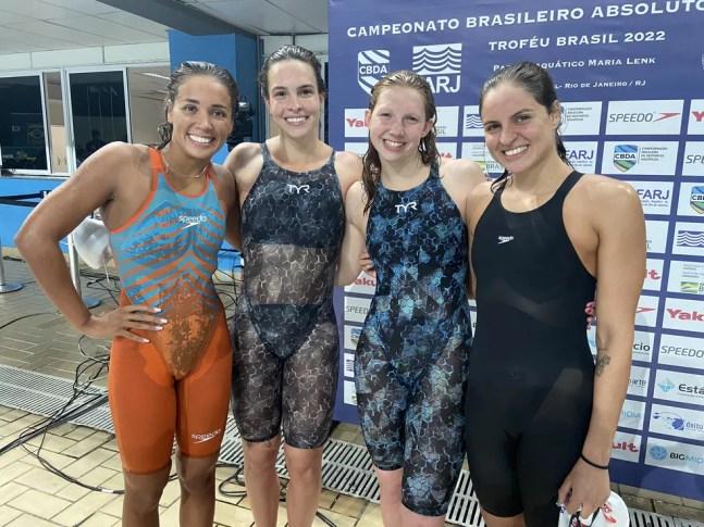 Brasil classifica equipe para o revezamento 4x200m livre no Mundial de Budapeste — Foto: Reprodução / Twitter CBDA