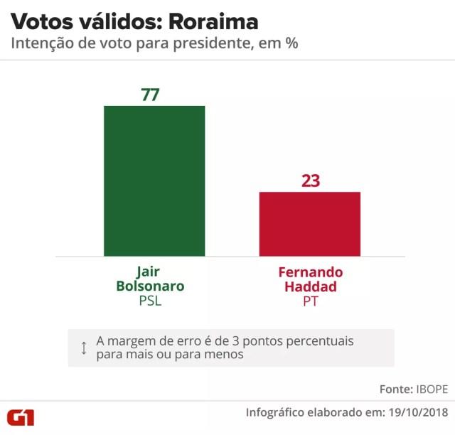 Pesquisa Ibope - 2º turno - Roraima - votos válidos no estado — Foto: Arte/G1