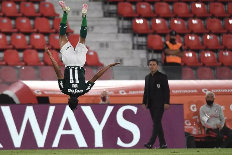 A comemoração do gol de Rony, do Palmeiras, contra o River Plate — Foto: Staff Images/Conmebol