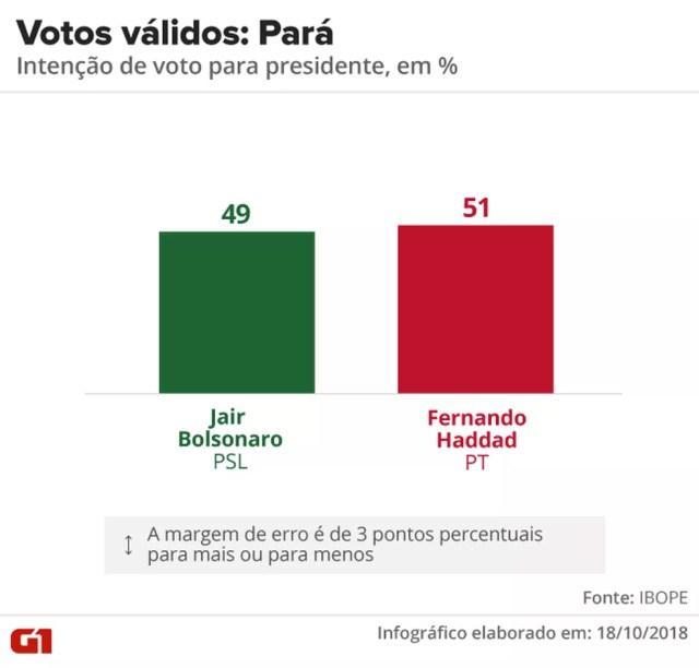 Pesquisa Ibope - 2º turno - Pará - votos válidos no estado — Foto: Arte/G1