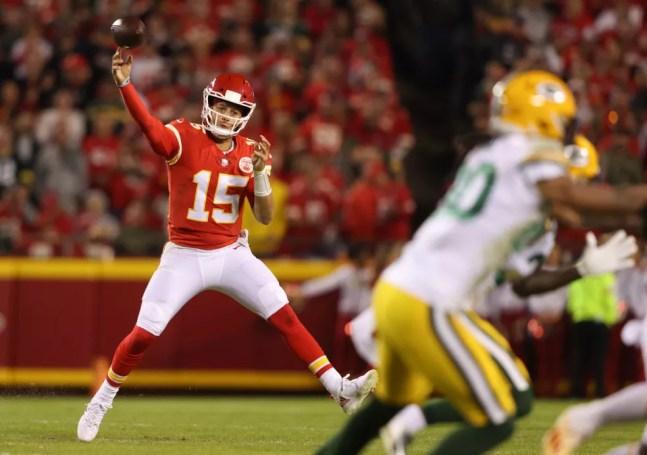 Patrick Mahomes contra o Green Bay Packers — Foto: Jamie Squire/Getty Images