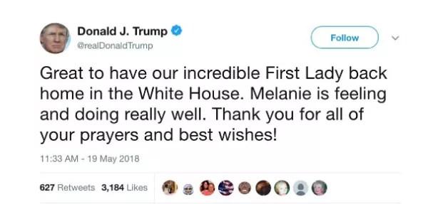 Donald Trump errou o nome da própria esposa (Foto: Reprodução Twitter)