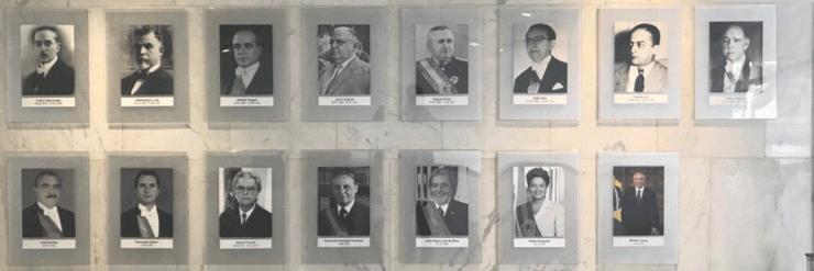 Galeria de ex-presidentes, no Palácio do Planalto, em imagem de dezembro de 2018, quando Temer ainda estava no mandato — Foto: Luiz Felipe Barbiéri / G1