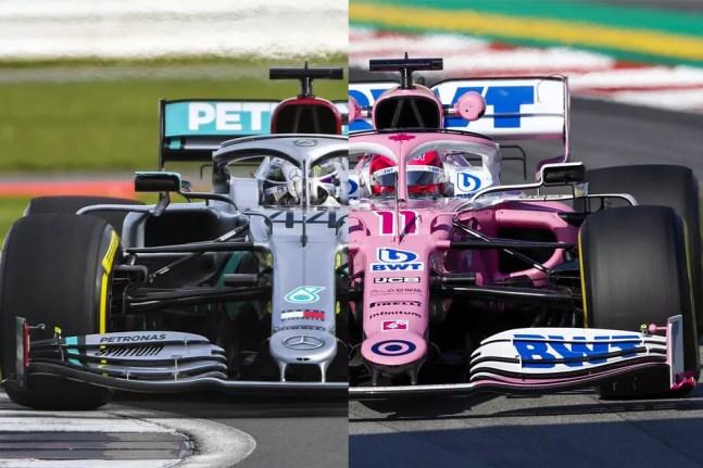 Comparativo entre Mercedes de 2019 e Racing Point de 2020 — Foto: LAT Images/Daimler AG