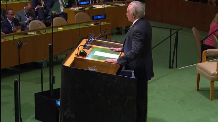 Temer se dirige à Assembleia Geral da ONU — Foto: Reprodução