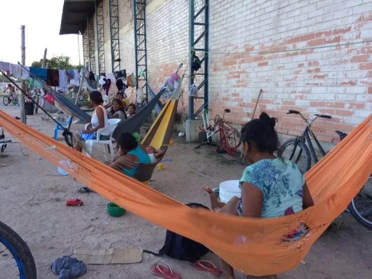 Venezuelanos índios da etnia Warao em abrigo na capital Boa Vista (Foto: Emily Costa/G1 RR)