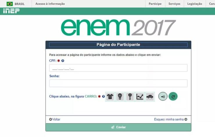 Recuperação de senha no Enem (Foto: Reprodução)