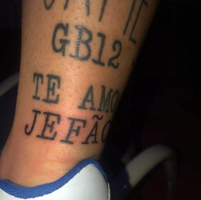 Tatuagem mais recente de Pedrão dos Dima — Foto: Arquivo Pessoal