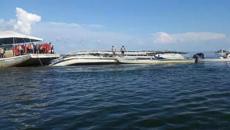 Equipes trabalham na busca de desaparecidos após naufrágio de um barco no Rio Xingu, na região de Ponte Grande do Xingu, entre Porto de Moz e Senador José Porfírio, no Pará (Foto: Paulo Vieira/Arquivo Pessoal)