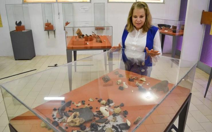 A professora da USP Márcia Angelina Alves, responsável científica pelo acervo do Museu de Arqueologia de Monte Alto, SP — Foto: Adriano Oliveira/G1