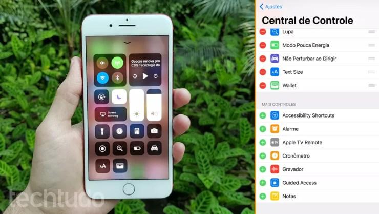 Central de Controle comportará mais ícones; usuário poderá personalizar funções por meio dos Ajustes do telefone (Foto: Thássius Veloso/TechTudo)