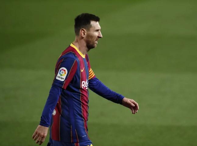 Messi chegou aos 650 gols pelo Barcelona neste domingo, na vitória por 2 a 1 contra o Athletic Bilbao — Foto: Albert Gea/Reuters