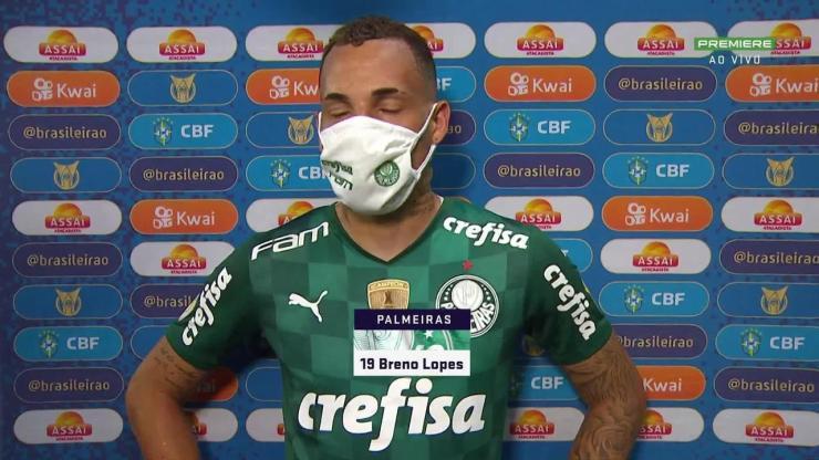 Autor de um dos gols do Palmeiras, Breno Lopes comemora: "Importante subirmos na tabela"