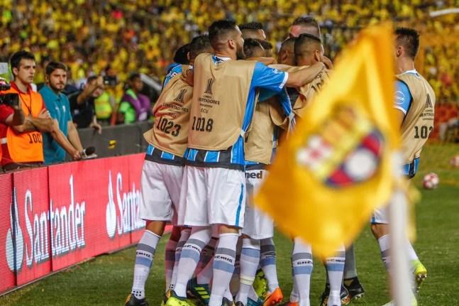 Barcelona-EQU x Grêmio Libertadores Guayaquil gol Luan — Foto: Lucas Uebel/Grêmio/Divulgação