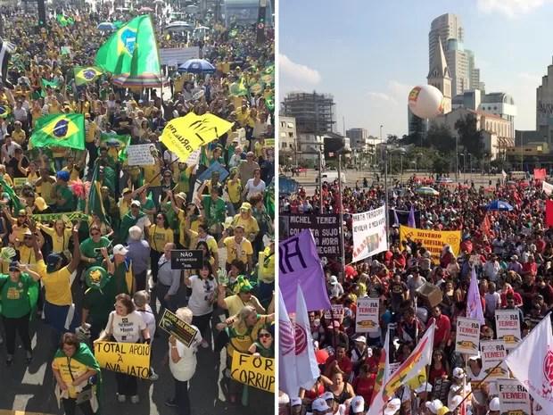 Protestos Paulista e Largo da Batata (Foto: Will Soares e Roney Domingos/G1)