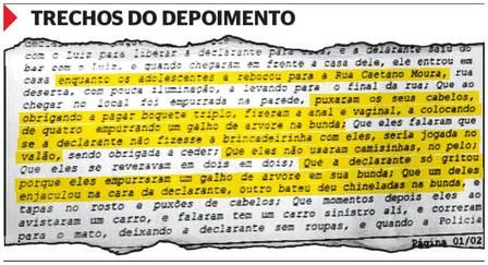 Mulher estuprada por dez homens foi acariciada por suspeito dentro da viatura