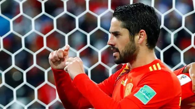 Isco comemora gol Espanha x Marrocos