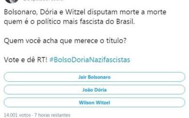 Enquete Paulo Pimenta chamando Doria, Witzel e Bolsonaro de fascistas