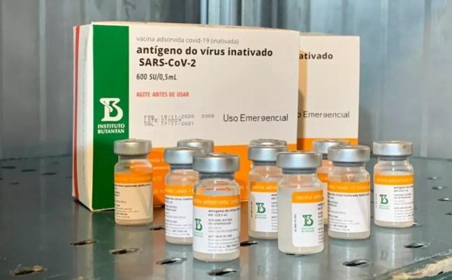 Doses da vacina Coronavac produzidas pelo Instituto Butantan — Foto: G1