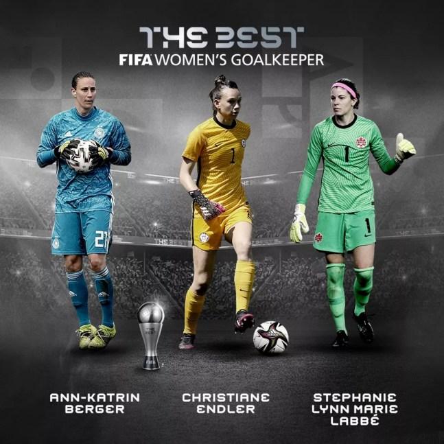 Finalistas para o prêmio de melhor goleira do ano do Fifa The Best — Foto: Reprodução/Fifa