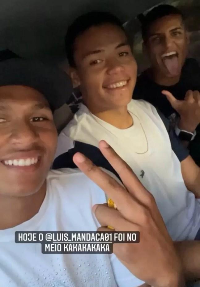 Antony, Luis Mandaca e Rodrigo Varanda, jovens do Corinthians — Foto: Reprodução