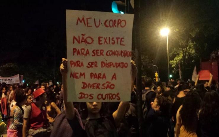 Em 2016, mulheres protestaram em BH após estupro coletivo que chocou o país, no Rio de Janeiro (Foto: Humberto Trajano/G1)
