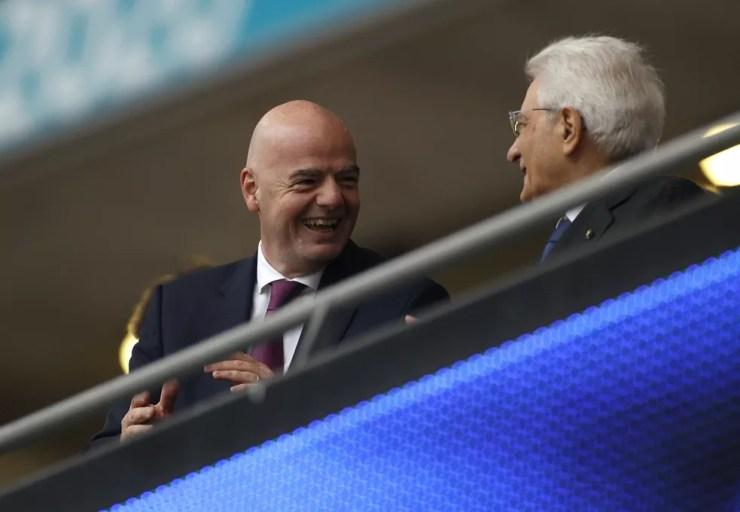 Gianni Infantino, presidente da Fifa, presente em Wembley — Foto: Reuters