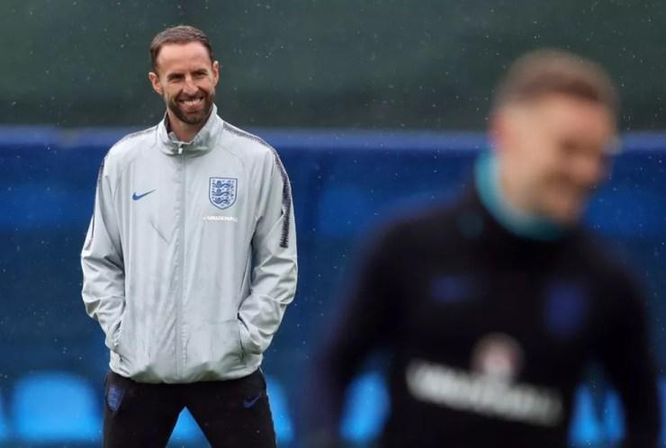 Gareth Southgate comanda o time principal desde 2016 e a Federação inglesa de futebol já fala em renovar o contrato pós Euro — Foto: Reuters