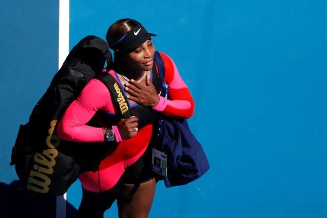 Serena Williams se emociona ao se despedir do Australian Open — Foto: REUTERS/Asanka Brendon Ratnayake