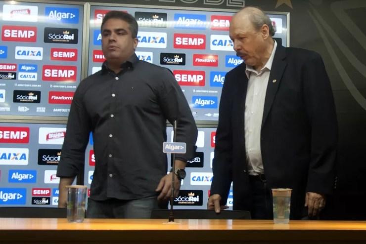 Orlando Rollo e José Carlos Peres são rachados no Santos desde o início da gestão — Foto: Ivan Storti / Divulgação Santos FC