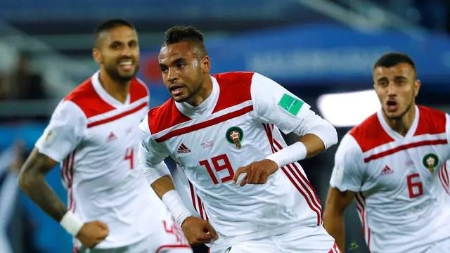 En-Nesyri comemora gol de Marrocos contra a Espanha
