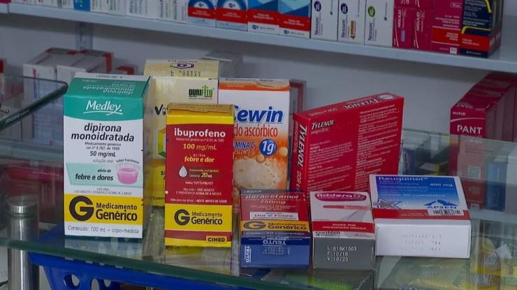 Vitrine de farmácia do estado de SP em 2020 — Foto: Ronaldo Gomes/EPTV