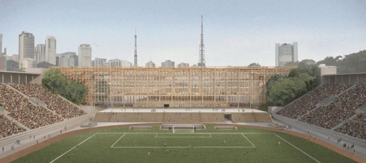 Vista das arquibancadas após reforma do estádio do Pacaembu — Foto: Divulgação