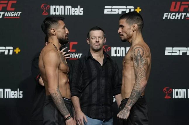 Chris Gutierrez Felipe Cabocão encarada UFC Dern x Rodriguez — Foto: Getty Images