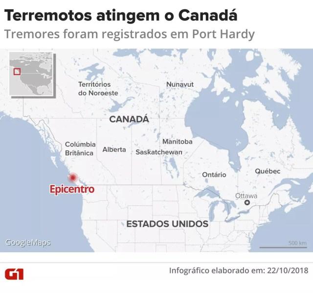 Terremotos atingem o Canadá — Foto: Karina Almeida/G1