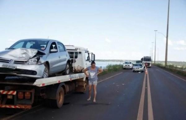 Apesar da colisão entre os veículos na barragem de Ilha Solteira (SP), ninguém ficou ferido (Foto: Rodrigo Mariano/Arquivo Pessoal)