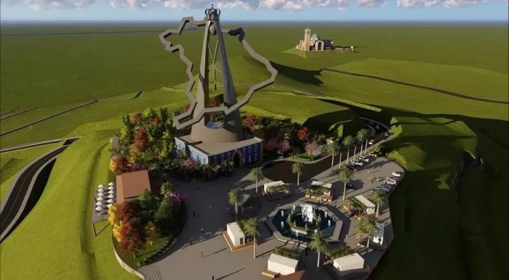 Simulação computadorizada do parque de Nossa Senhora Aparecida, que será finalizado completamente em dois anos (Foto: Divulgação/Prefeitura de Aparecida)