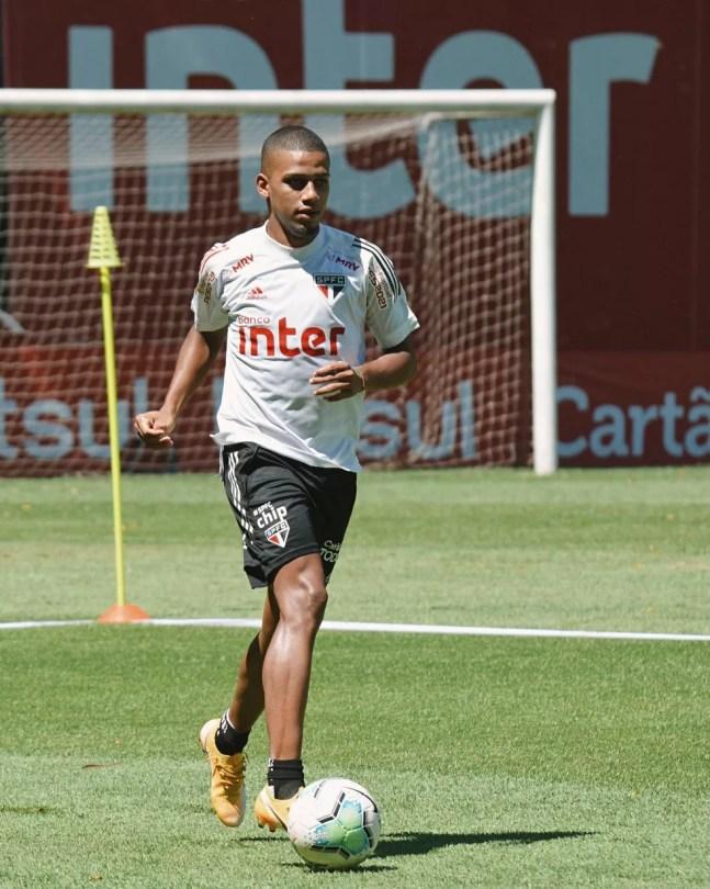 Brenner no treino desta quarta no São Paulo — Foto: São Paulo FC / divulgação