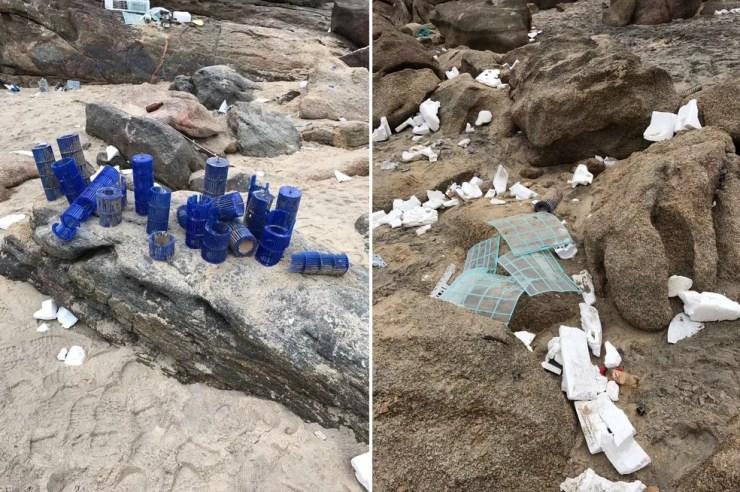 Resíduos devem ser limpos das praias em até uma semana (Foto: Divulgação/Prefeitura de Guarujá )